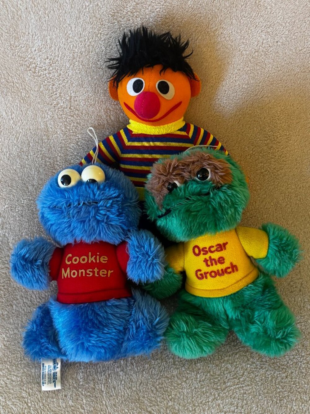 SESAME STREET Set of 3 Hasbro Softies Vintage Stuffed Toys for Ages 3+ Years